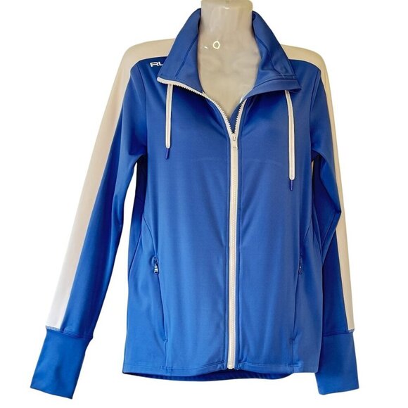 RLX Ralph Lauren PowerStretch FZ Athletic Jacket Blue Mist Pockets Full Zip  S - Picture 1 of 8